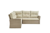 Pangkal Pinang 78"W All-Weather Wicker Outdoor Double Loveseat and Large Ottoman with Cushions