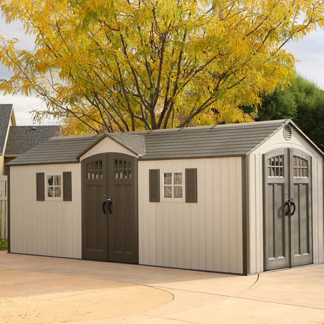 Lifetime 20 Ft. X 8 Ft. High-Density Polyethylene (Plastic) Outdoor Storage Shed with Steel-Reinforced Construction