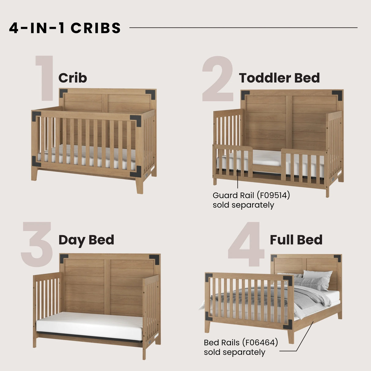 Child Craft Lucas 2-Piece Nursery Set with 4-In-1 Convertible Crib and 3 Drawer Dresser (Nutmeg)