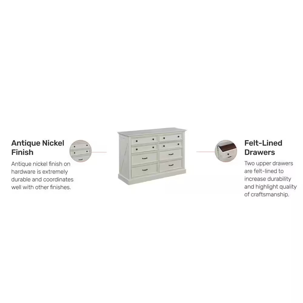 Seaside Lodge 8-Drawer Hand Rubbed White Dresser