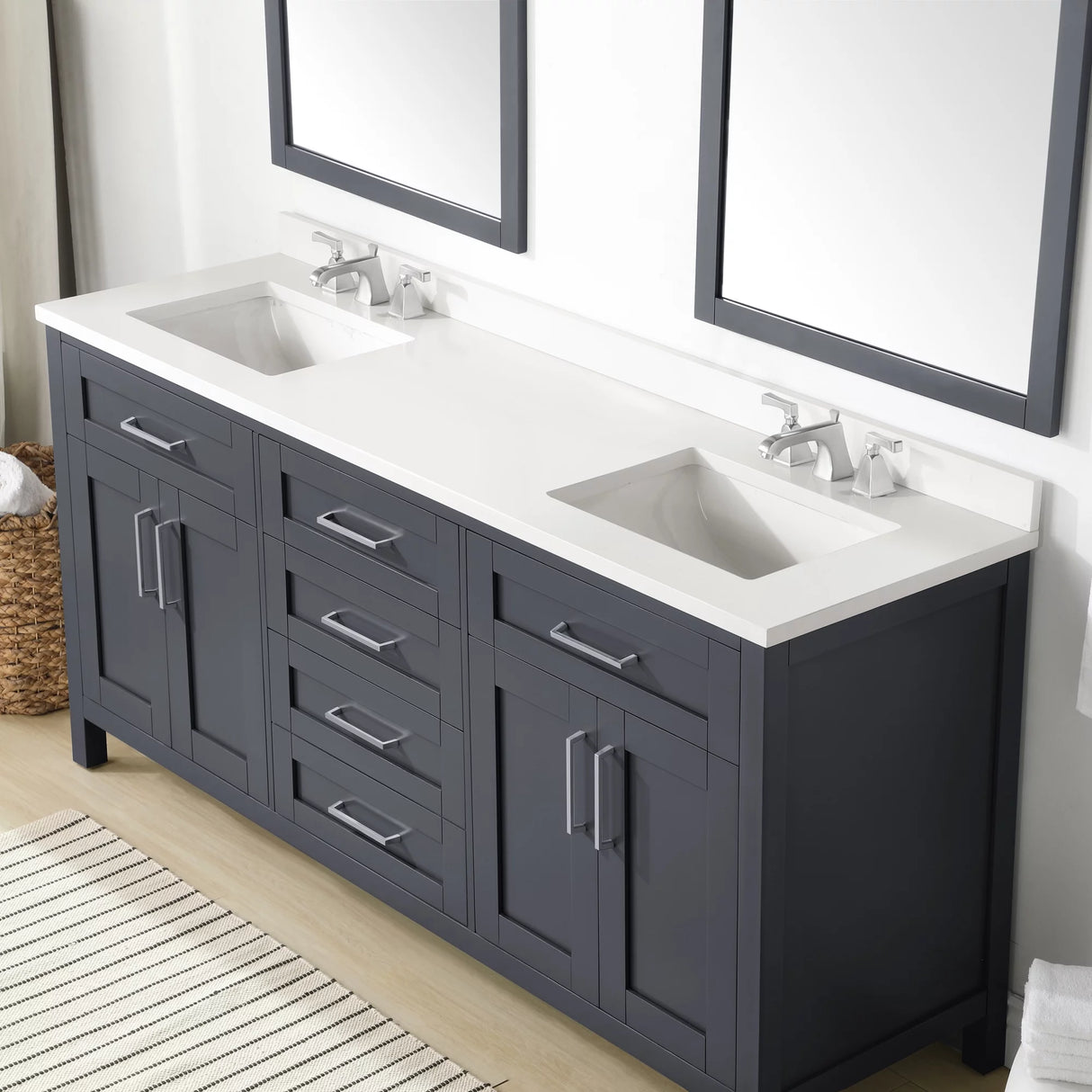 Tahoe 72 W X 21" D Freestanding Bathroom Vanity with Double Sink, Dark Charcoal