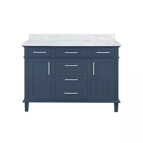Sonoma 48 In. Single Sink Freestanding Midnight Blue Bath Vanity with Carrara Marble Top (Assembled)