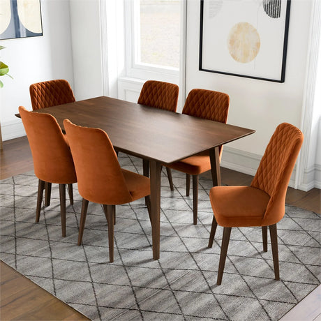 Admire Mid Century Modern Solid Wood Walnut 7 Piece Furniture Set