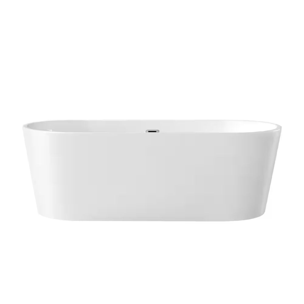 Brightling 67 In. Acrylic Flatbottom Non-Whirlpool Bathtub in White