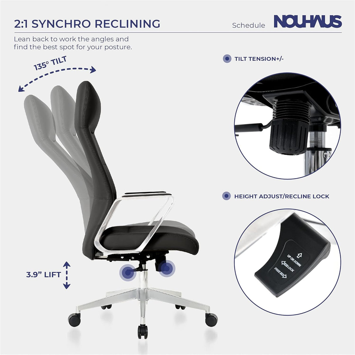 Schedule Simple Modern Office Chair. Work, Home Office Chair and Study Chair. Home Office Desk Chairs, Teen Executive Chair (Black)