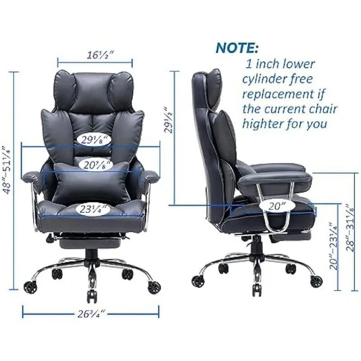 Efomao Desk Office Chair Big High Back Chair Managerial Executive PU Leather Computer Chair