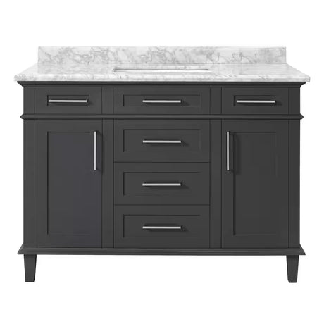 Sonoma 48 In. Single Sink Freestanding Dark Charcoal Bath Vanity with Carrara Marble Top (Assembled)