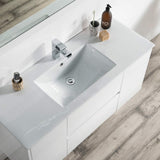 Valencia 48" Inches Single Bathroom Vanity, Ceramic Sink with Mirror Glossy White 016 48 01 SM