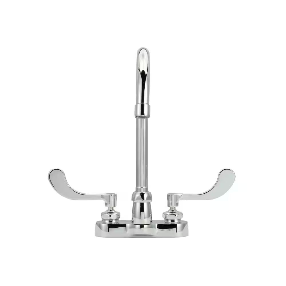 Aquaspec Gooseneck Faucet 4 In. Centerset 53/8 In. Spout 0.5 GPM Vandal-Resistant Pressure-Comp Spray 4 In. Wrist Blades