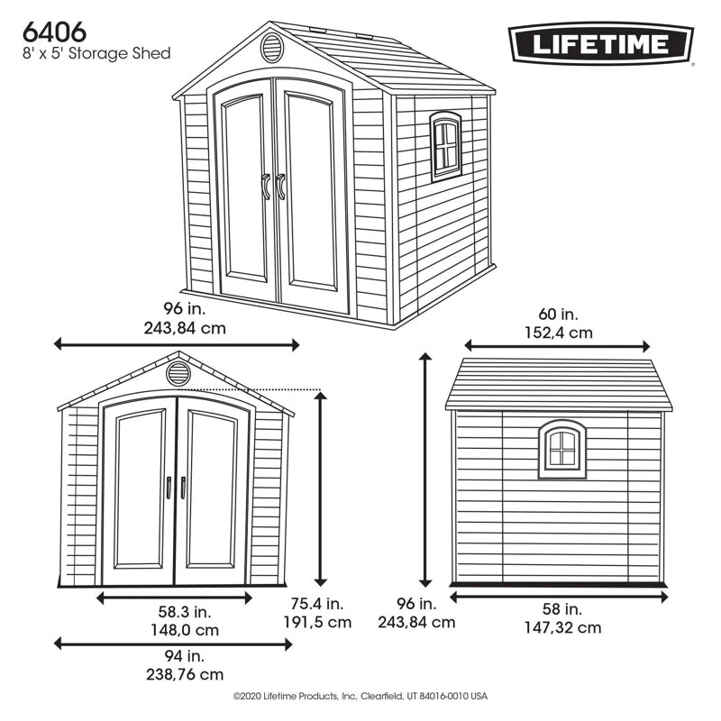 Lifetime 8 Ft. X 5 Ft. High-Density Polyethylene (Plastic) Outdoor Storage Shed with Steel-Reinforced Construction