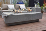 Outdoor Hampton Fire Pit Table 56 X 32 Inches Grey Durable Fire Bowl Glass Reinforced Concrete Rectangle Fire Table Liquid Propane Patio Fire Place Includes Burner and Lava Rock