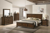 Ailany Traditional Wood Panel Bed with Dresser, Mirror, Nightstand, Chest, Queen, Antique Walnut Finish