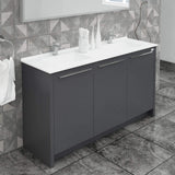 63 Inch Wood Double Sink Bathroom Vanity & LED Mirror | Pre-Assembled | Acrylic Undermount Countertop | Soft Closing Doors | Chrome Handles | Modern European Freestanding Cabinet | Grey