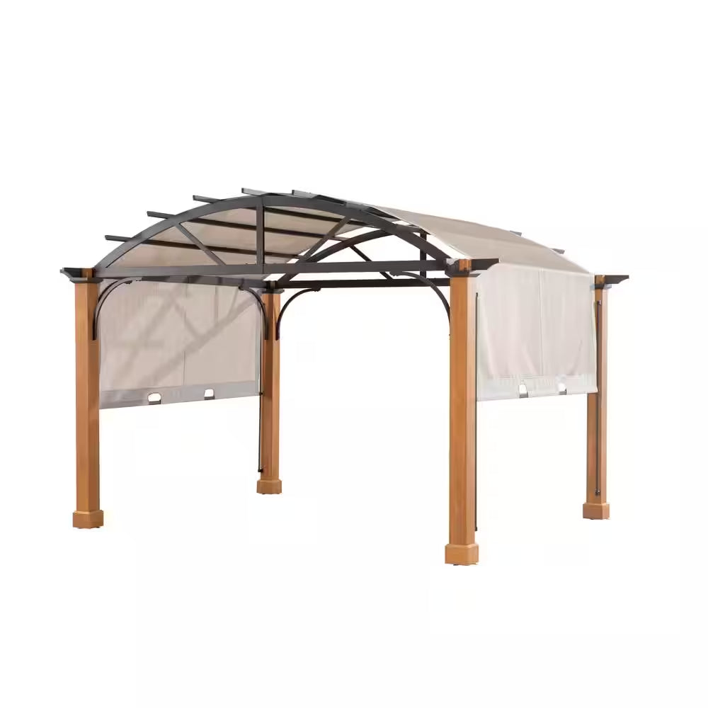 10 Ft. X 12 Ft. Longford Wood Outdoor Patio Pergola with Sling Canopy