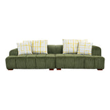 103.9" Modern Couch Corduroy Fabric Comfy Sofa with Rubber Wood Legs, 4 Pillows for Living Room, Bedroom, Office, Green