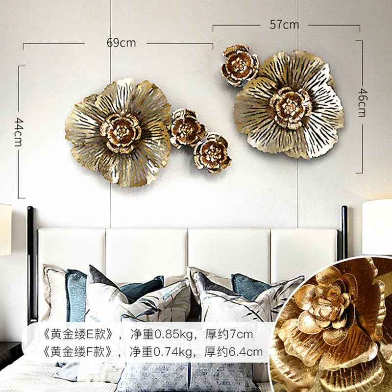 Wall Decoration Living Room Rich Peony Flower Three-Dimensional Iron Wall Decoration Sofa Background Wall Pendant