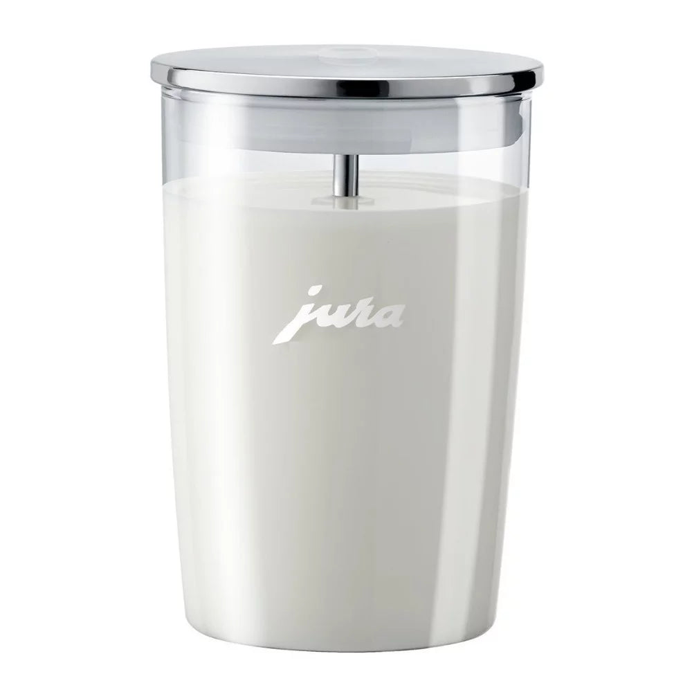Jura E8 Automatic Espresso Machine (Piano White) with Glass Milk Container