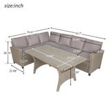 Patio Furniture Sets, Outdoor Patio Dining Table Set,Rattan Wicker Conversation Set,Sectional Sofa Set with Table & Soft Cushion