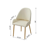 Leavader Set of 2 PU Leather White Dining Chairs with Stainless Steel Legs