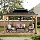 Sunjoy Archwood Patio Cedar Framed Steel Hardtop Gazebo