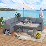 Patio Furniture Sets, Outdoor Patio Dining Table Set,Rattan Wicker Conversation Set,Sectional Sofa Set with Table & Soft Cushion