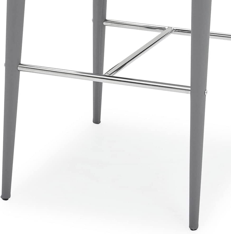 Furniture Jillian Gray Leatherette Bar Stool with Stainless Steel Base