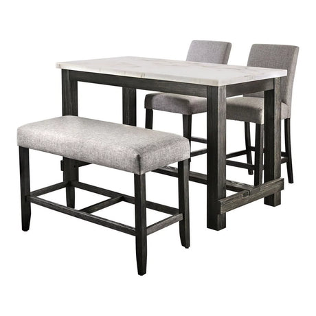 Furniture of America Iceland Wood 4-Piece Counter Height Table Set in Light Gray