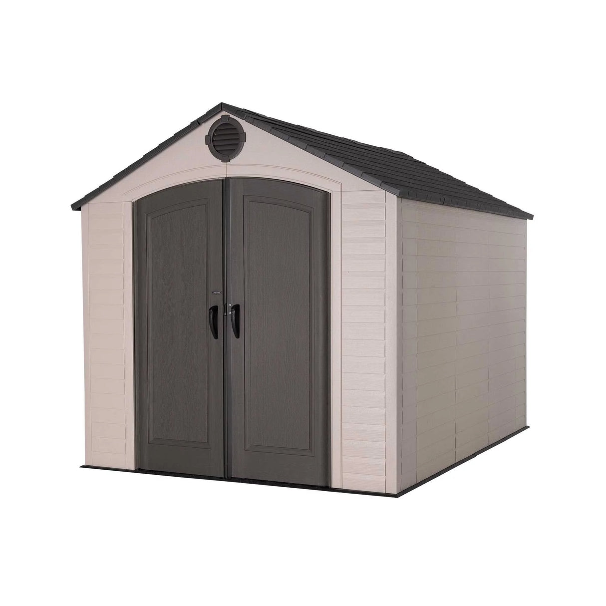 Lifetime Polyethylene Storage Shed, 71.25 Sq. Ft., 8 Ft. X 10 Ft. X 8 Ft., Tan/Gray (60371)