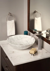 Miseno Mno-Wc Circular 17" Carrera Marble Vessel Bathroom Sink - Bronze