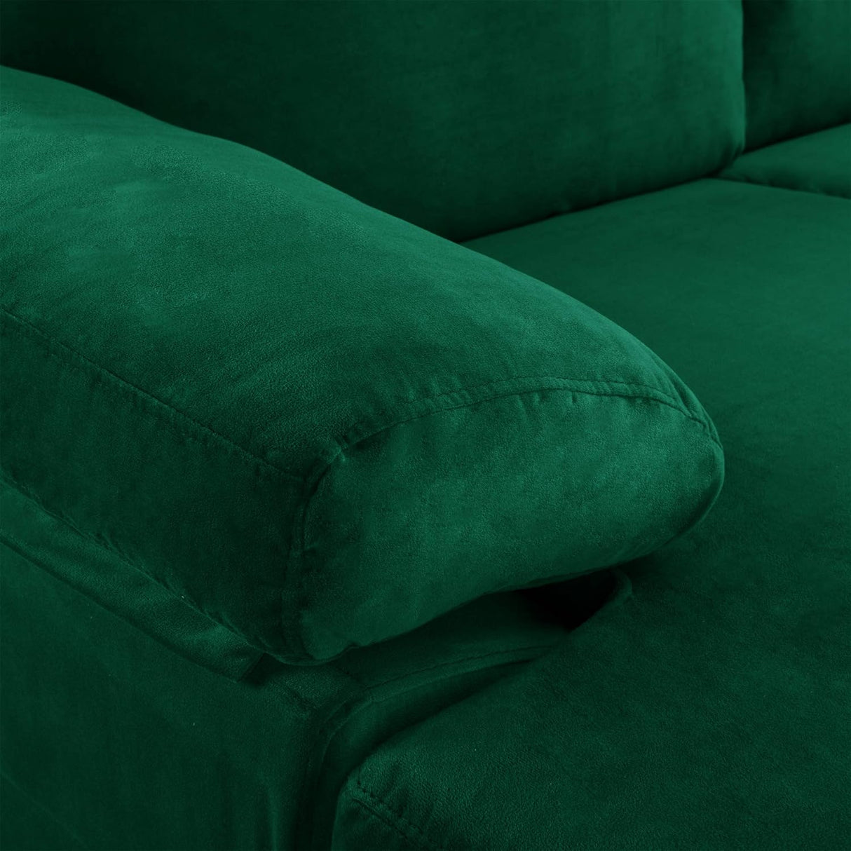 Modern Sectional Sofa L Shaped Velvet Couch, with Extra Wide Chaise Lounge, Large, Green