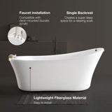 Aiden 70 In. L X 34.25 In. W Acrylic Freestanding Soaking Bathtub in White with Overflow and Drain Included