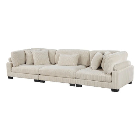 Lexicon Traverse Upholstered Corduroy Fabric Sofa with Arm Rest in Beige