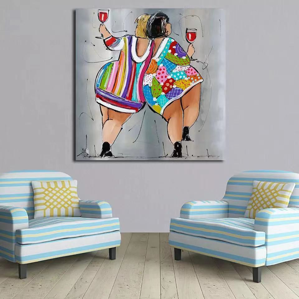 Wall Art Painting for Bedroom Living Room Handpainted Modern Nordic Figure Character Canvas Painting Art Abstract Girl Pictures