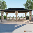Beverly Hills 12 Ft. X 20 Ft. Outdoor Fir Solid Wood Frame Patio Gazebo Canopy Shelter Galvanized Steel Hardtop Curtain