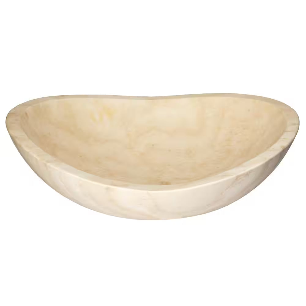 Stone Canoe Vessel Sink in Honed Beige Travertine