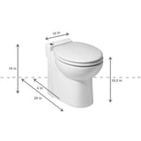 Sanicompact 1-Piece 1.28/1 GPF Dual Flush Elongated Toilet in White with Built-In 0.3 HP 115-Volt Macerator Pump