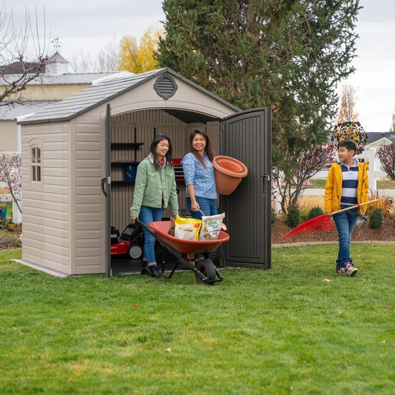 Lifetime 8 Ft. X 7.5 Ft. High-Density Polyethylene (Plastic) Outdoor Storage Shed with Steel-Reinforced Construction