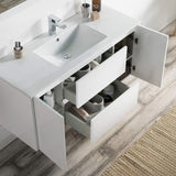 Valencia 48" Inches Single Bathroom Vanity, Ceramic Sink with Mirror Glossy White 016 48 01 SM