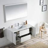 Valencia 48" Inches Single Bathroom Vanity, Ceramic Sink with Mirror Glossy White 016 48 01 SM