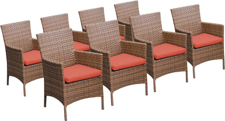 Laguna 8 Piece Dining Chairs with Arms, Tangerine