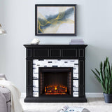 Etta Marble 46 In. Electric Fireplace in Black with White and Gray