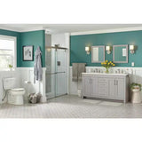 Westcourt 60 In. W X 22 In. D X 36 In. H Double Sink Bath Vanity in Gray with White Cultured Marble Top and Mirror