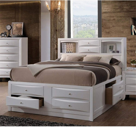 Acme Ireland Wood Full Bed with Storage in White