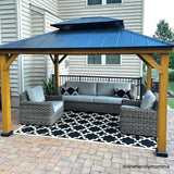 Sunjoy Archwood Patio Cedar Framed Steel Hardtop Gazebo