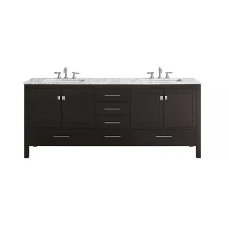 Aberdeen 72 In. W X 22 In. D X 34 In. H Double Bath Vanity in Espresso with White Carrara Marble Top with White Sink