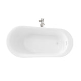 Aiden 70 In. Acrylic Flatbottom Non-Whirlpool Bathtub in White and Faucet Combo in Chrome