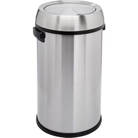 70 L/18.5 Gal. Soft-Close, Smudge Resistant Open Top Trash Can with Swinging Lid, Stainless Steel, Sleek Finish