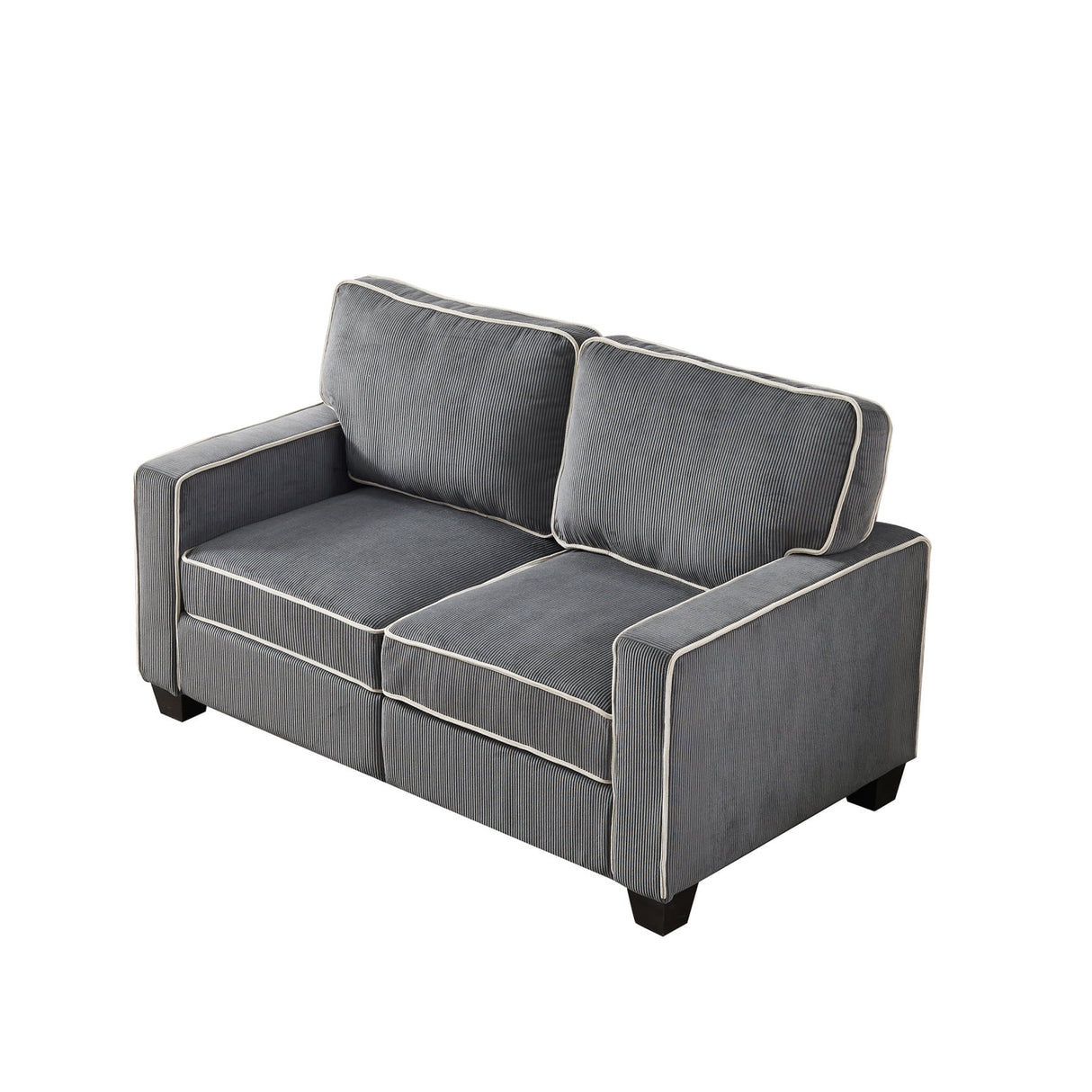 Modern Corduroy Loveseat Sofa with Storage, Living Room Sofa Couch, 2-Seater Couch with Padded Seat Cushions and Backrest, Upholstered Accent Sofa for Living Room, Bedroom, Office, Dark Gray