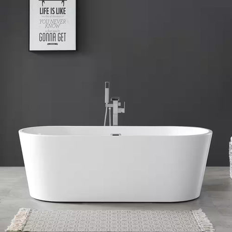 Brightling 67 In. Acrylic Flatbottom Non-Whirlpool Bathtub in White