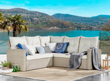 Pangkal Pinang 78"W All-Weather Wicker Outdoor Double Loveseat and Large Ottoman with Cushions